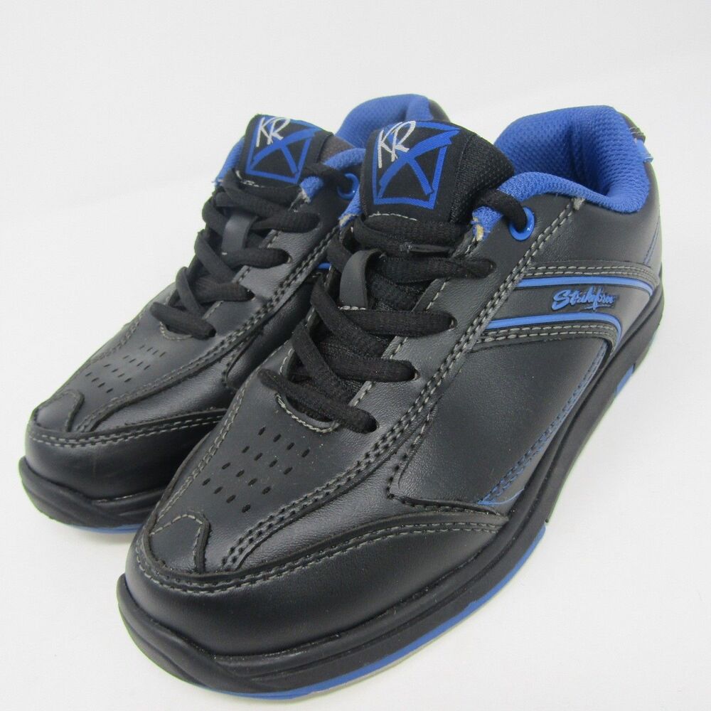 KR Strikeforce Flyer Youth Boys Bowling Shoes Size US 2 EU 33 Black Blue Lace Up